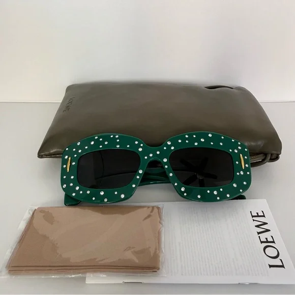NEW!!! Loewe green sunglasses with crystals LW4114IS 96A Authentic - Picture 7 of 7